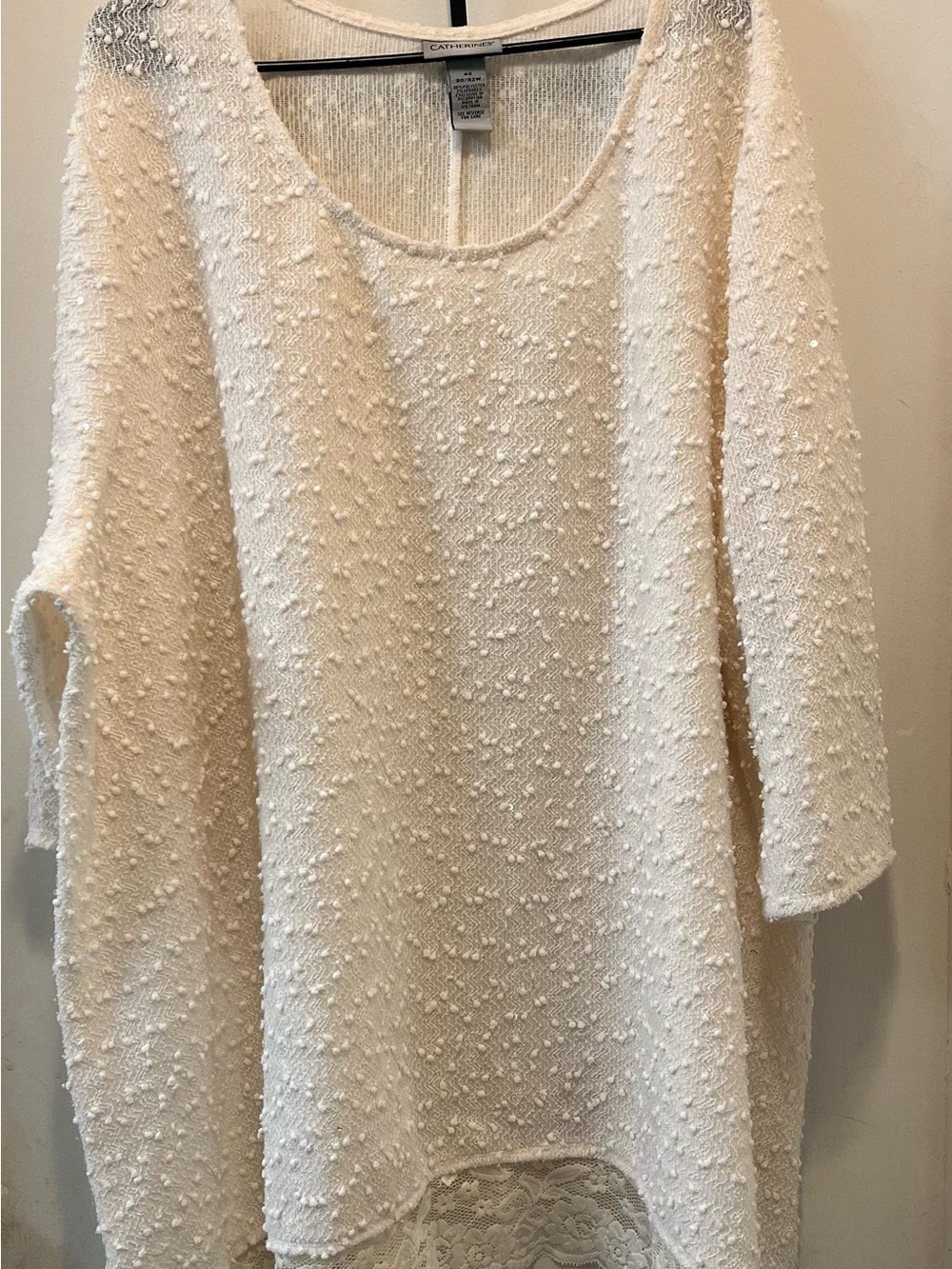Catherines Cream Textured Bouclé Scoop Neck Tunic